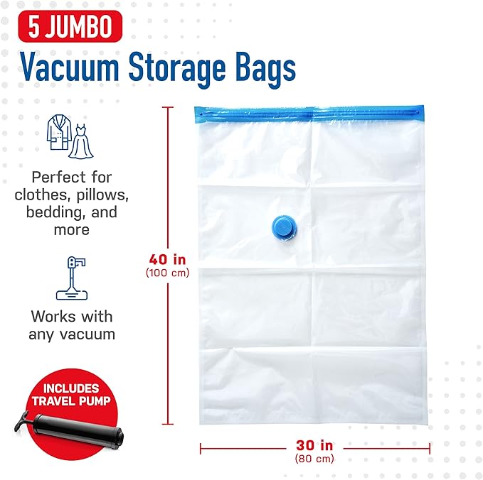 5 Pack Jumbo Vacuum Storage Bags - Image 3