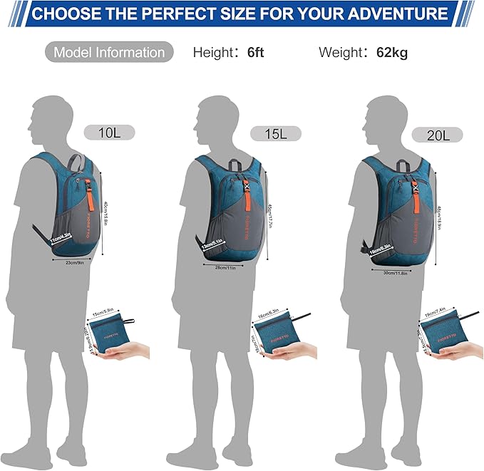 FIORETTO 20L Hiking Backpack for Women Men Mini Packable Backpack Lightweight - Image 5