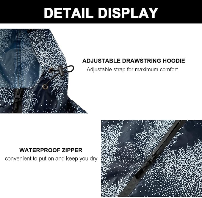 Rain Poncho Jacket Coat Hooded Zipper Style - Image 5