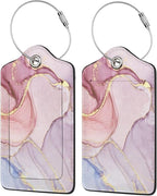 2 Pack Pink Gold Marble Luggage Tags - Image 4