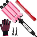 3 Barrel Curling Iron - Crimper Hair Tool 1" Ceramic Hair Crimper & Crimping Iron | Triple Barrel Hair Waver for Women Beach Waves, Dual Voltage, 2 Temp Settings