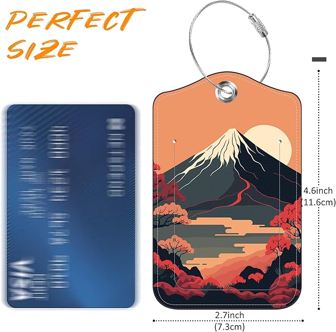 2 Pack Luggage Tag for Suitcase Japanese Mount Fuji and Sea Leather Travel - Image 2