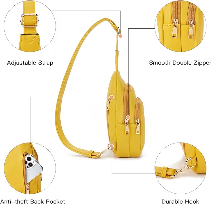 Telena Small Sling Bag for Women Leather Crossbody Fanny Packs Chest Bag for - Image 3