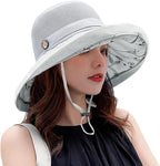 Women Wide Brim Sun Hats Metal Wired Edge Summer UV Protection Beach Fishing Hat by HUAMULAN