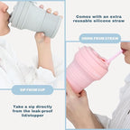 Collapsible Cup with Reusable Straw – 18 Oz, Portable Travel Mug, Leak-Proof - Image 3