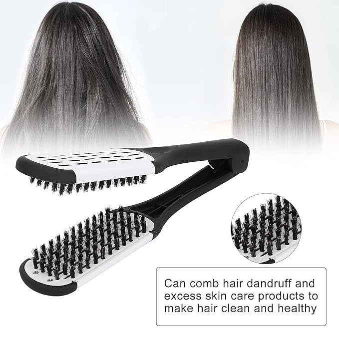 ZJchao Double-Sided Hair Straightening Clamp Brush - DIY Salon Hairdressing Styling Tool for Women and Men