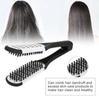 ZJchao Double-Sided Hair Straightening Clamp Brush - DIY Salon Hairdressing Styling Tool for Women and Men