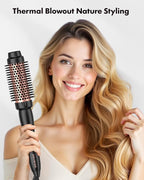 Thermal Round Brush, 1.5 inch Blowout Brush with Ceramic Barrel & Negative Ions Tech Makes Hair Smoother Get Natural Curls, Heated Styler Tool for All Hair Type, Dual Voltage