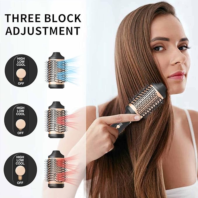 Roewol Nil Hair Dryer Brush, 4-in-1 Styling Tool, Compact, Gold