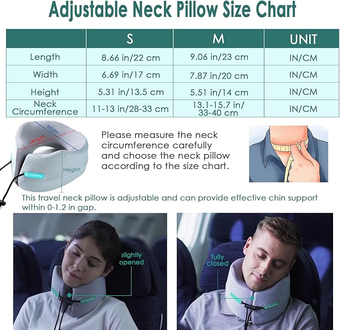 Travel Neck Pillow for Airplane, Neck Chin Support, Memory Foam, Machine - Image 4