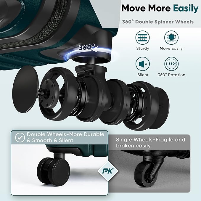 SHOWKOO Luggage Sets 3 Piece 100% PC Ultra Tough Hardside Expandable Suitcases - Image 4