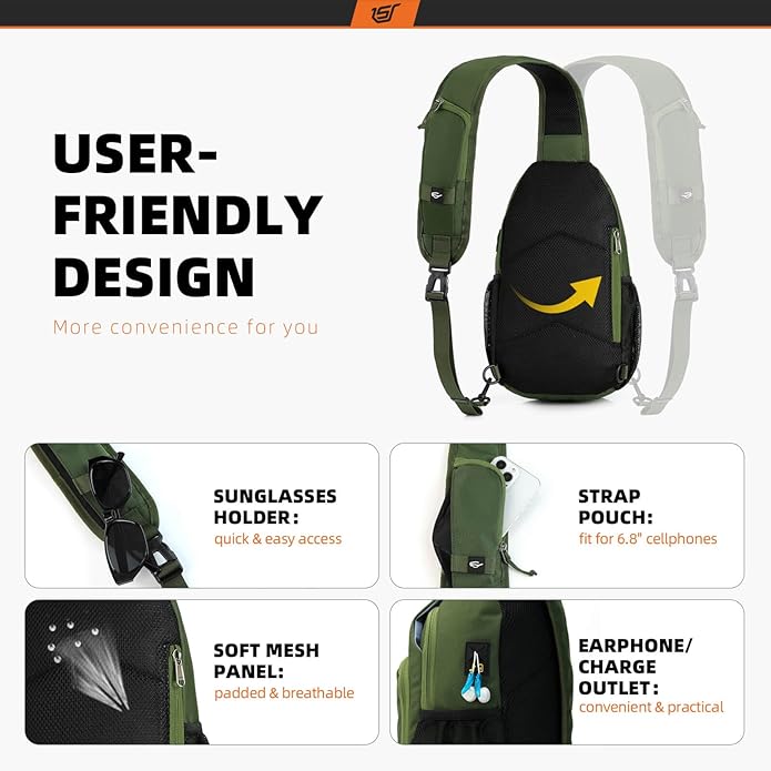 SKYSPER Sling Bag RFID Crossbody Sling Backpack Cross Body Shoulder Bag Travel - Image 4