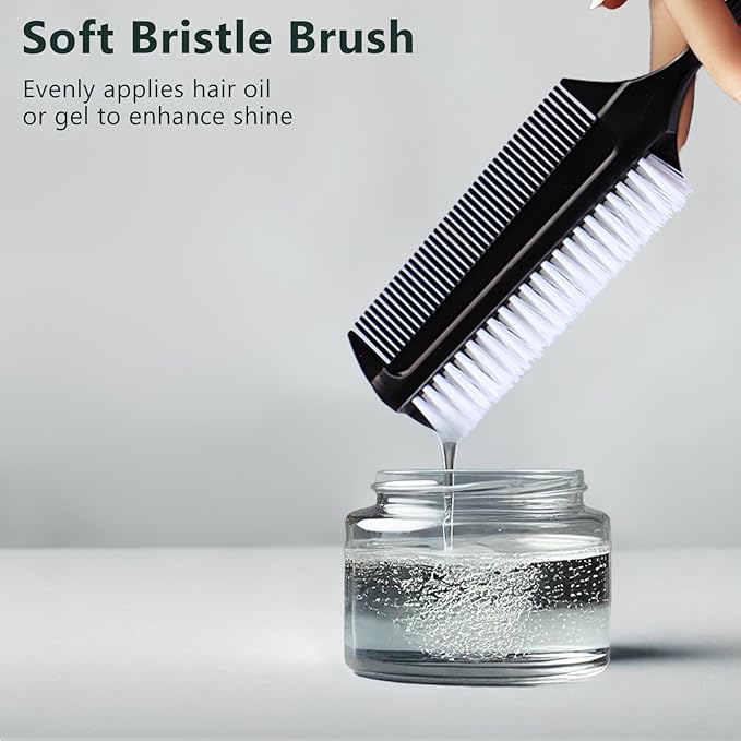 3 Pcs Black Smoothing and Sectioning Brush Set - Double-Sided Comb for Edge Teasing, Professional hair coloring tools, multifunctional hair brush for Dancing Hairstyling