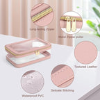 Travel Clear Makeup Bag with Makeup Brush Bag, Leather Makeup Case Toiletry Bag - Image 4