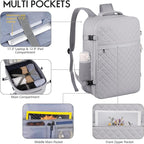 MOMUVO Large Travel Backpack Women, Flight Approved Carry On Backpack, Water - Image 2