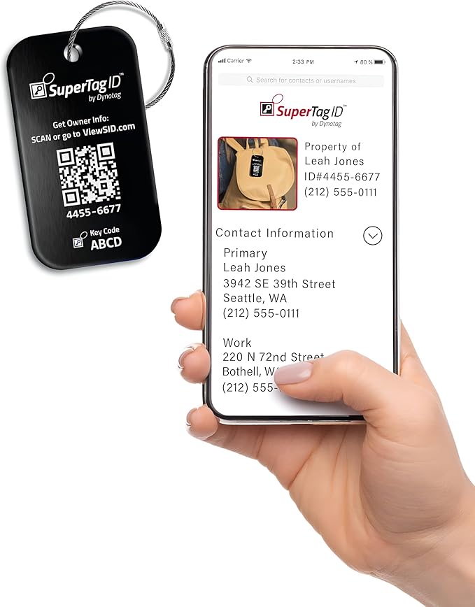 Dynotag® Sentry Series Solid Metal Web Enabled Smart Luggage Tag ID + Steel Loop - Image 2