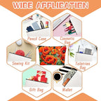 Cosmetic Bags Travel Makeup Toilet Case Waterproof Pouch for Women Girls 6.7X9.45inches - Vibrant Orange Poppies With Greenery