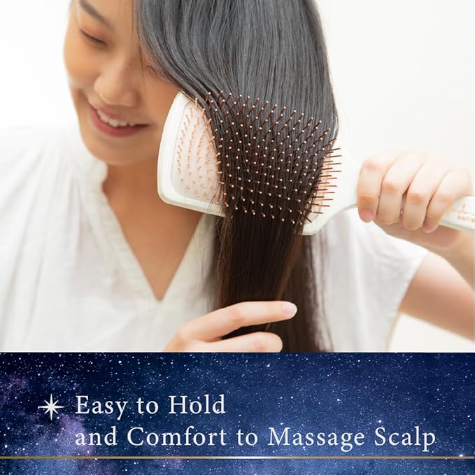 Pandora's Beauty Box Rose' Copper Massage Brush - Hair & Scalp Care, Dandruff Relief, Relaxation (Large)