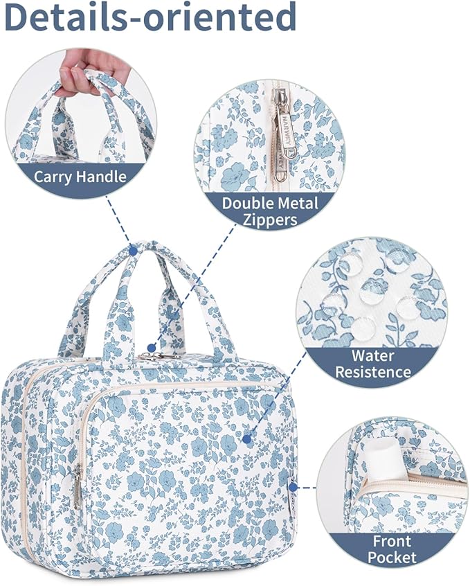 Narwey Travel Toiletry Bag for Women Large Hanging Makeup Bag Organizer - Image 8