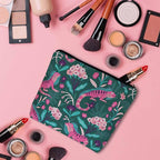 Lizard Cosmetic Travel Bag For Toiletries, Tropical Animal Floral Lizard Makeup Bag Toiletry Bags For Women, Flax Cosmetic Bags Make Up Bag Purse Toiletries Bag Birthday Gift