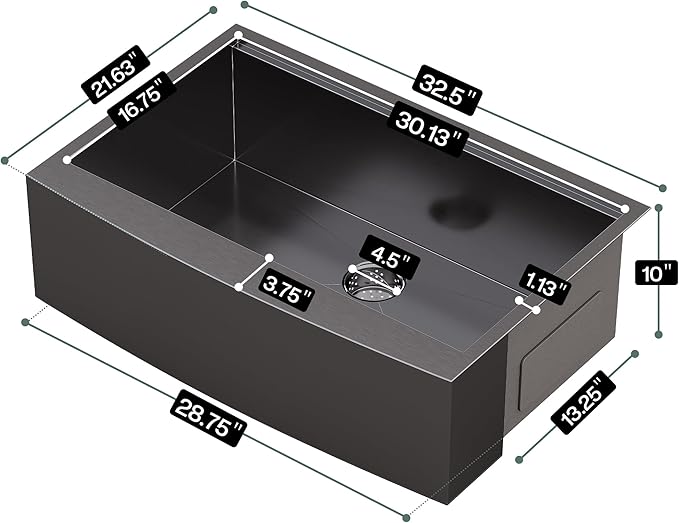 32.5-Inch Undermount Kitchen Sink Workstation, 16 Gauge Stainless Steel Single - Image 8