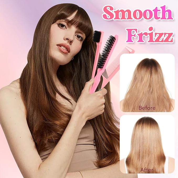 Hair Wax Stick, Slick Back Hair Brush, Wax Stick for Flyaways, Rat Tail Comb Edge Brush Styling Tool Set Accessories for Women Girls(Black)