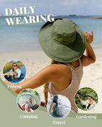 Sun Hats for Women Gardening Hat Wide Brim Ponytail Beach Sun Protection - Image 6