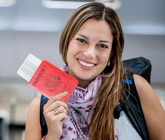 Passport Holder Cover Wallet Travel Essentials Leather Rfid Blocking Case - Image 8