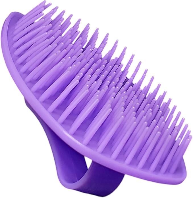 Detangler Hair Brush with Firm Bristles (4×3 in) – Dry & Wet Shampoo and Conditioner Scalp Massager for Deep Cleansing, Exfoliating & Dandruff Control. Multi-Use for Hair, Beard & Scalp (2PC,Purple)
