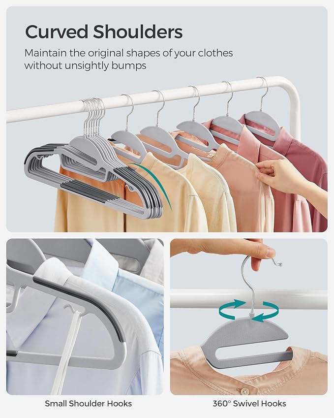 SONGMICS 30 Pack Coat Hangers, Heavy-Duty Plastic Suit Hangers, S-Shaped Opening - Image 4