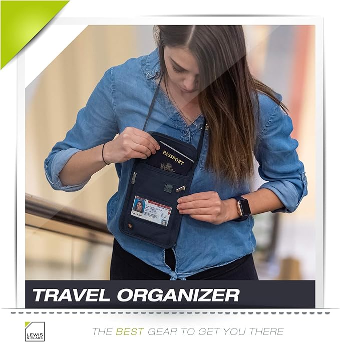 Lewis N. Clark RFID Blocking Stash Neck Wallet, Travel Pouch + Passport Holder - Image 7