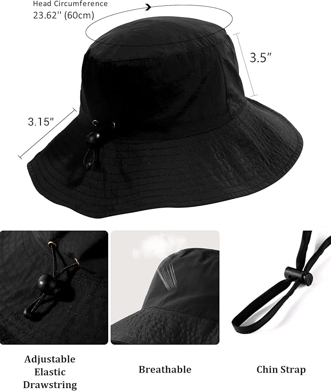 Water-Resistant Sun UPF 50+ Bucket Hat Protection Packable Brimmed Boonie - Image 6