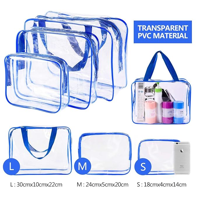 4Pcs Crystal Clear PVC Travel Toiletry Bag Kit - Image 5