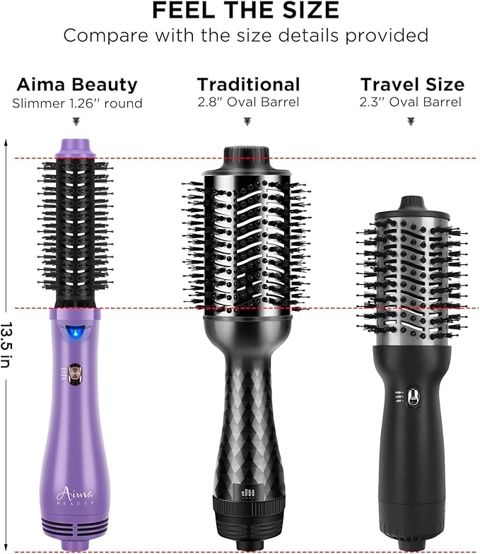 Hot Air Brush, Aima Beauty Salon One-Step Hair Dryer and Volumizer, 4-in-1 Hair Dryer Brush, Hair Styling Tools, Purple-Round
