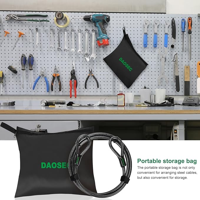 7 ft x 1/2" Heavy Duty Cut-Proof Security Cable | Flexible Vinyl-Coated Braided - Image 7