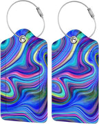 2-Packs Blue Purple Abstract Art Luggage Tags by SNAPMADE