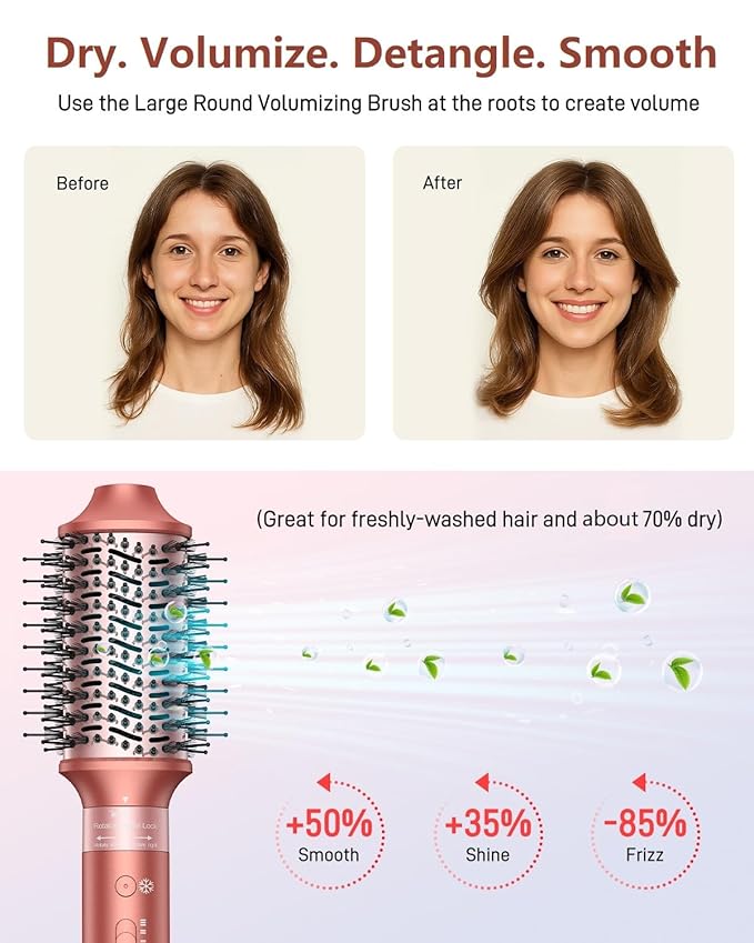 5 in 1 Hair Styler Hot Air Styler - High-Speed Hair Dryer Brush, Fast Drying No Heat Damage Ionic Blow Dryer Brush for Women Volumizing, Curling, Straighten, Frizz-Free Multi Stylers Travel Bag