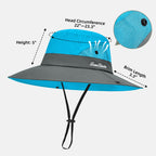 Ponytail Sun Bucket Hats for Women UV Protection Foldable Wide Brim (1-blue)