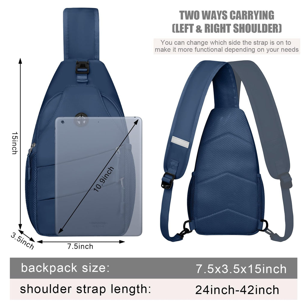 Crossbody Bags for Women Men Trendy Sling Bag Backpack Chest Bag (Large / Navy Blue)
