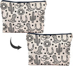 IWXYI Western Gifts Makeup Bag - Western Boots Hat Sunflower Cosmetic Bags, Western Gifts for Women, Cowgirl Gifts