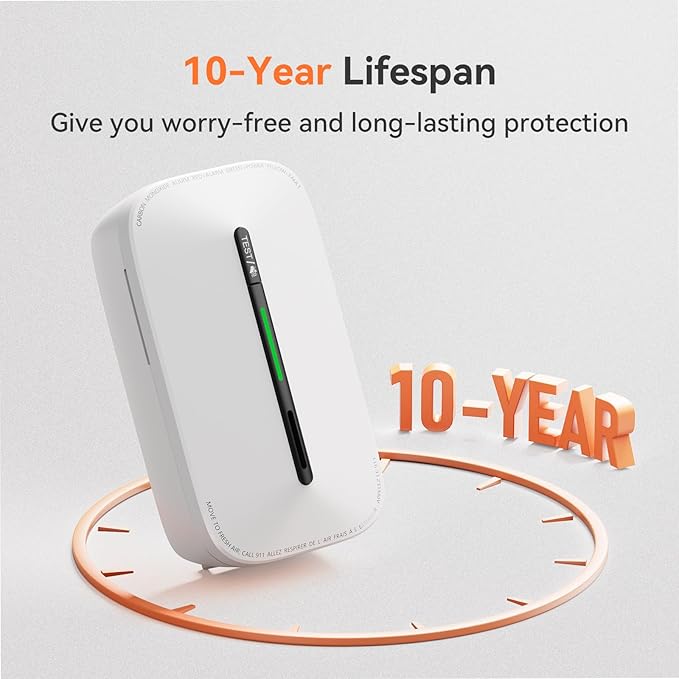 Jemay Plug in Carbon Monoxide Detector, 10 Year Battery CO Alarm Detectors - Image 2