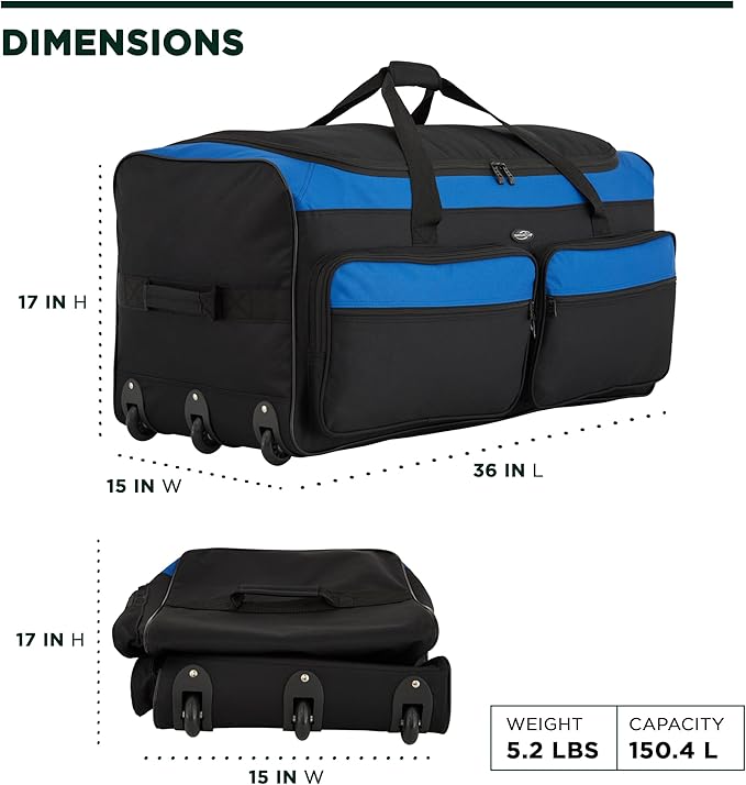 Travelers Club 36" Asgard 3-Wheel Rolling Duffel Bag - Image 7
