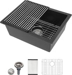 Dcolora 22 Inch Quartz Composite Bar Sink Black Undermount Small Granite by Dcolora