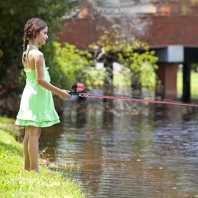 ODDSPRO Kids Fishing Pole Pink, Portable Telescopic Fishing Rod and Reel Combo - Image 3