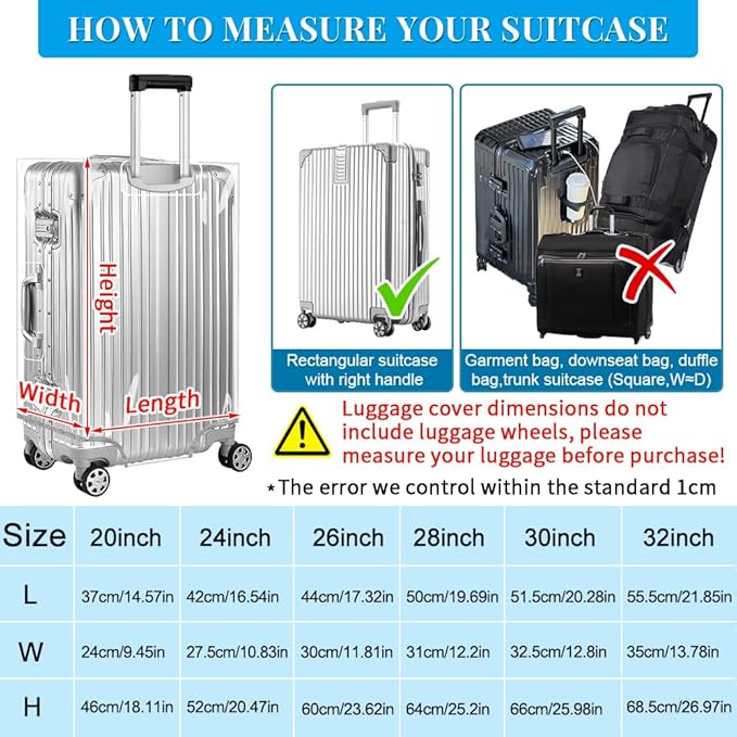 Yotako Clear PVC Suitcase Cover Tough Protector, 32 Inch Luggage Covers - Image 5