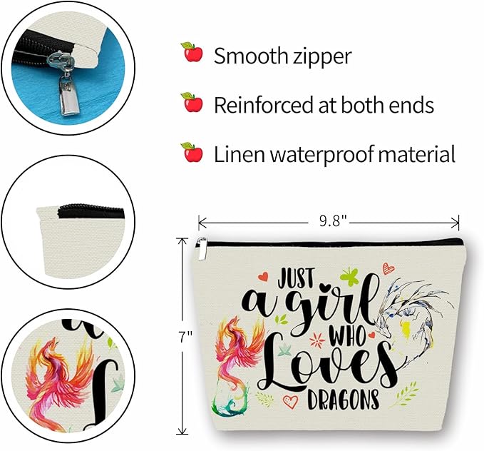 Dargon Makeup Bag Mom Gift: Perfect Cosmetic Bag Just A Girl Who Love Dargons For Daughters, Sisters, Friends,Teen Girls & Women.Ideal Gift For Travel, Birthdays, & Christmas.