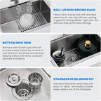 POPFLY 25 Inch Drop In Kitchen Sink, 25×18 Drop In Workstation Sink 18-Gauge - Image 9