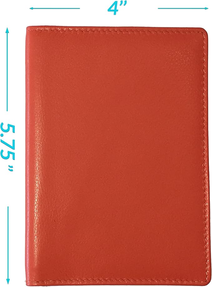 Personalized Monogrammed Orange Leather RFID Passport Wallet - Image 4