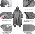 PTEROMY Hooded Rain Poncho for Adult - Image 6