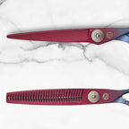 6 Inch Hair Shears Set - Rainbow Color Hair Cutting Scissors and Texturizing Shears - 440C Stainless Steel With Titanium Coating - Convex Blades for Wet or Dry Hair
